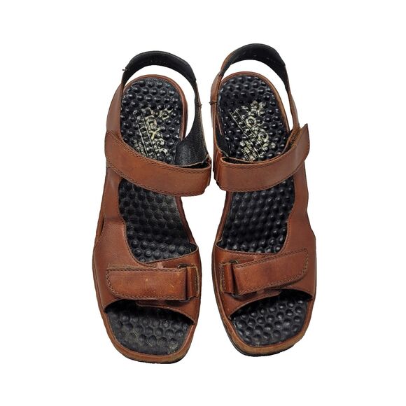 Rieker Sandals Size 40 EU / 8.5 US Brown Leather Adjustable Comfort Shoes - Picture 1 of 8